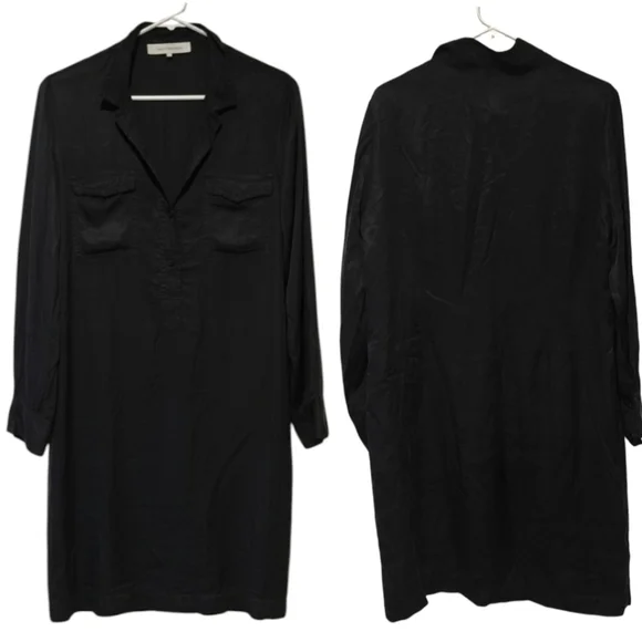 Gerard Darel Black Mini Dress Size 12 / 44 Black Sleek Clean Girl Quiet Luxury - Picture 2 of 5